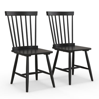 Set of 2 Windsor Dining Chairs with High Spindle Back, Black Dining Chairs   at Gallery Canada