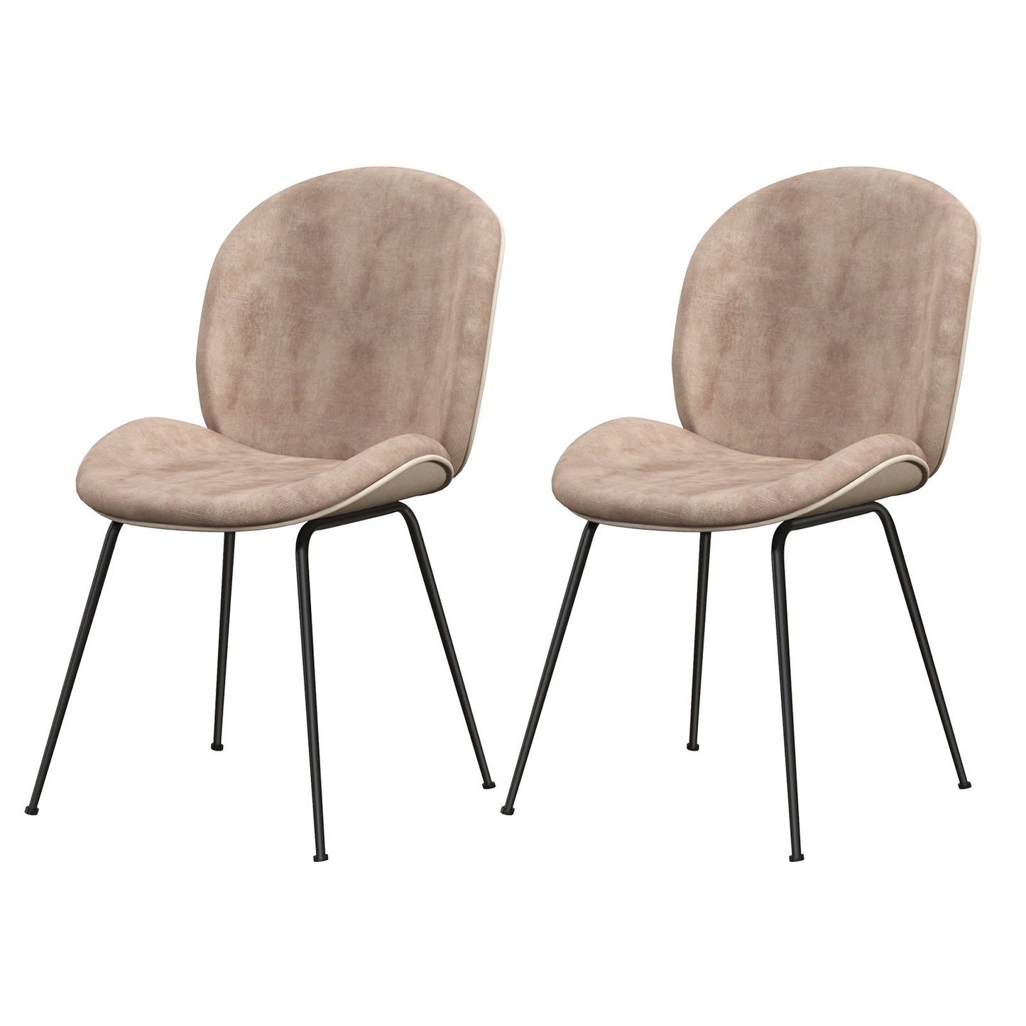 Set of 2 Armless Dining Chairs with Metal Base and Padded Seat, Coffee Dining Chairs   at Gallery Canada