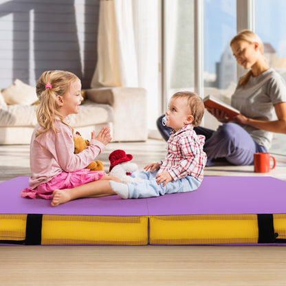 4ft x 4ft x 4in Bi-Folding Gymnastic Tumbling Mat with Handles and Cover, Purple Yoga & Gym Mats   at Gallery Canada