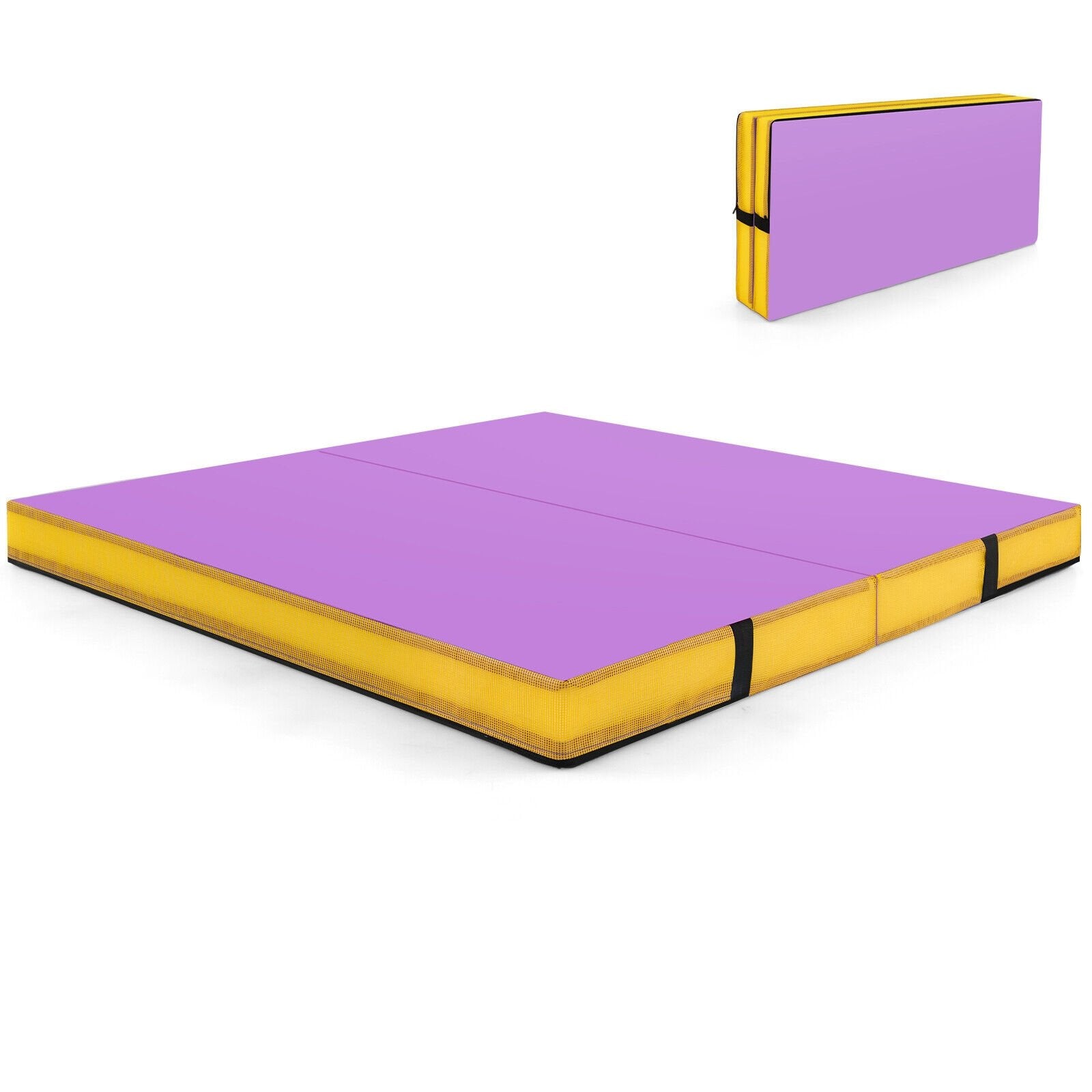 4ft x 4ft x 4in Bi-Folding Gymnastic Tumbling Mat with Handles and Cover, Purple - Gallery Canada