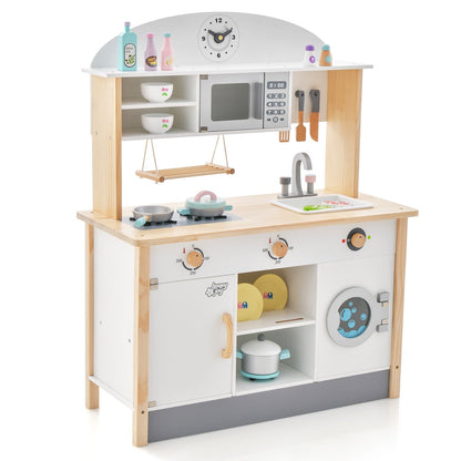 Wooden Pretend Kids Play Kitchen Set with Cooking Accessories, White Play Kitchen Sets   at Gallery Canada