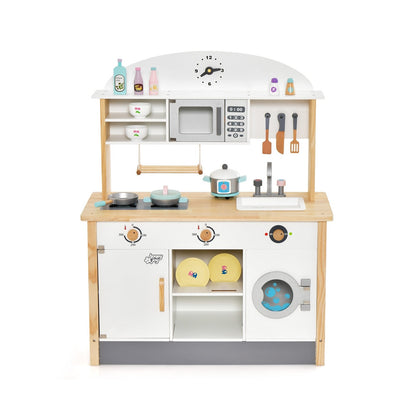 Wooden Pretend Kids Play Kitchen Set with Cooking Accessories, White Play Kitchen Sets   at Gallery Canada