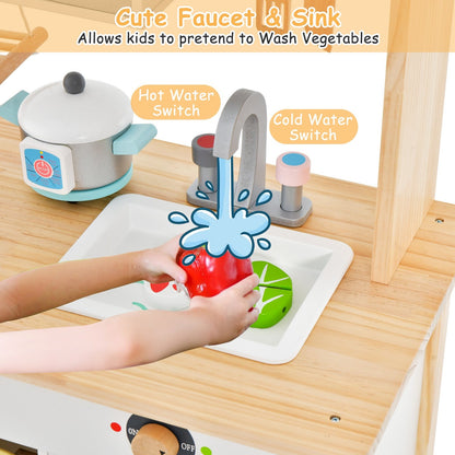 Wooden Pretend Kids Play Kitchen Set with Cooking Accessories, White Play Kitchen Sets   at Gallery Canada