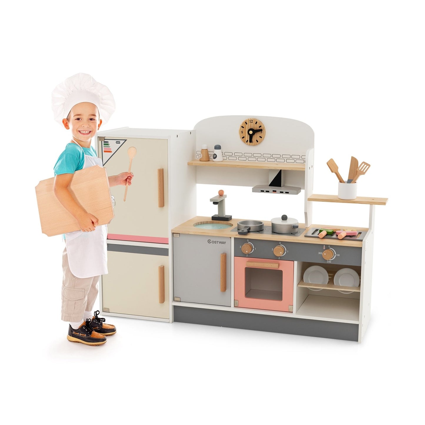 Kids Play Kitchen Set with Realistic Range Hood and Refrigerator Play Kitchen Sets   at Gallery Canada