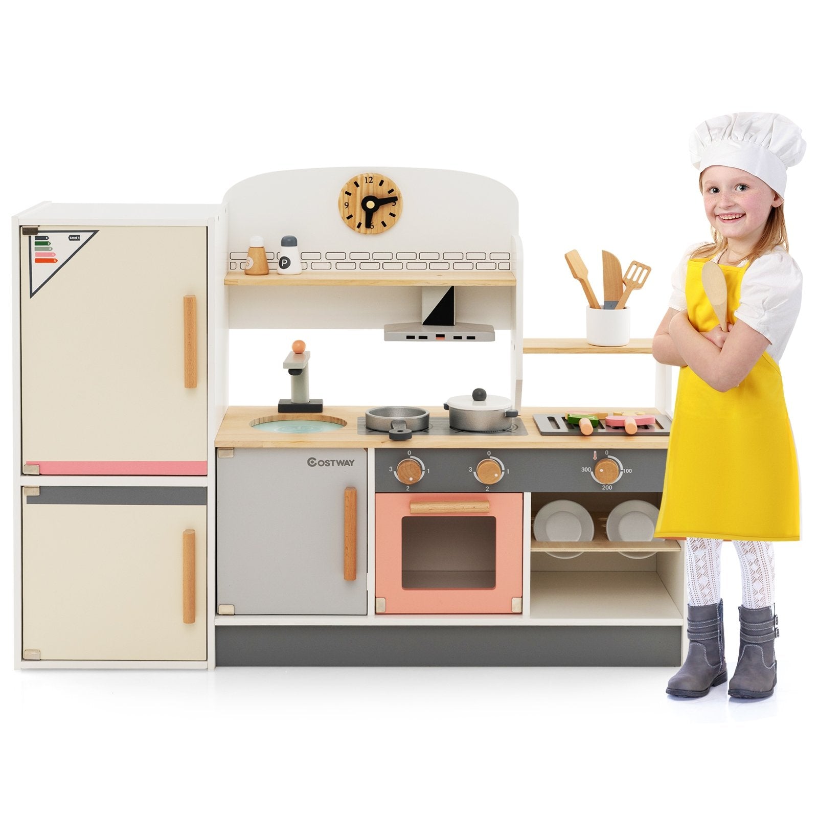 Kids Play Kitchen Set with Realistic Range Hood and Refrigerator Play Kitchen Sets   at Gallery Canada