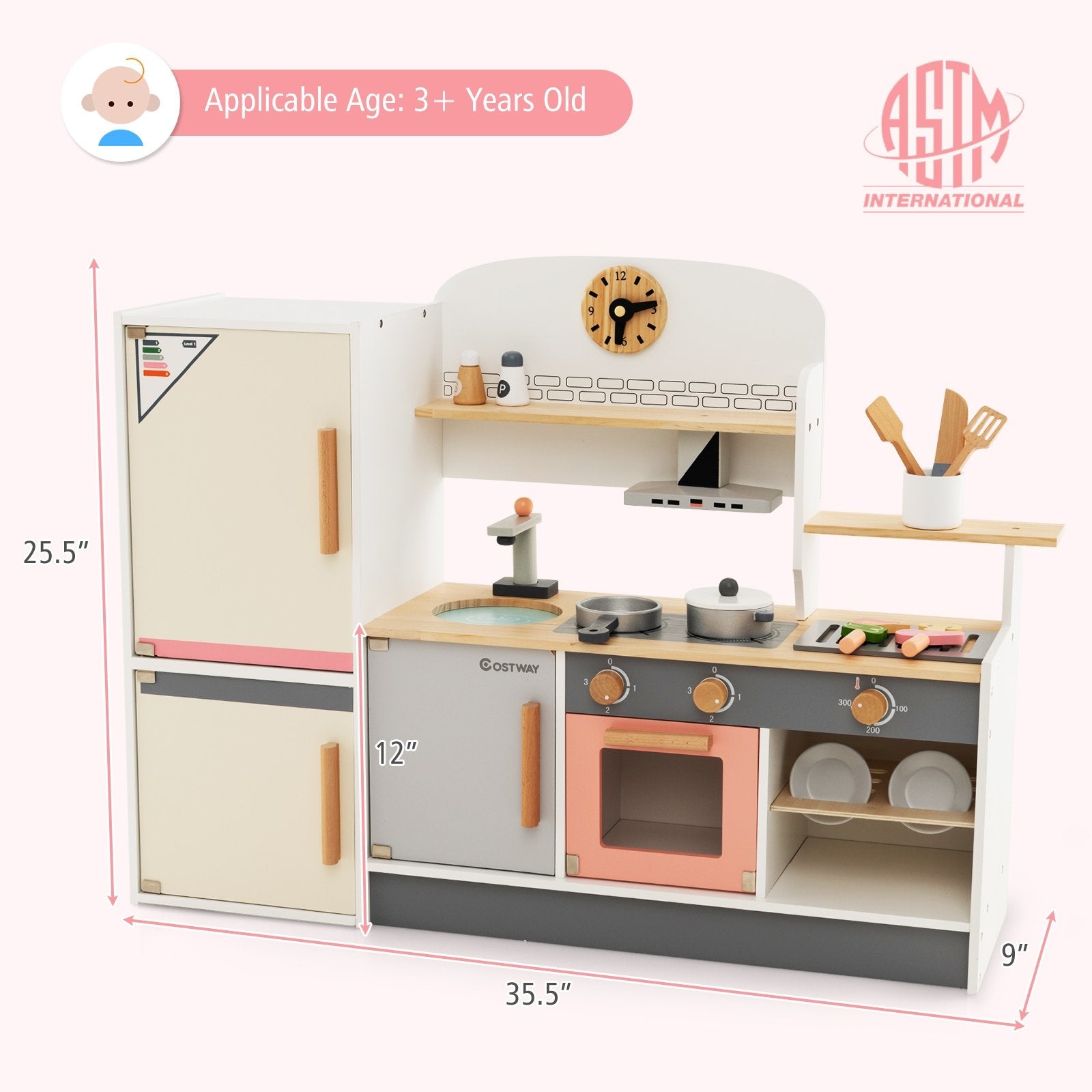 Kids Play Kitchen Set with Realistic Range Hood and Refrigerator Play Kitchen Sets   at Gallery Canada