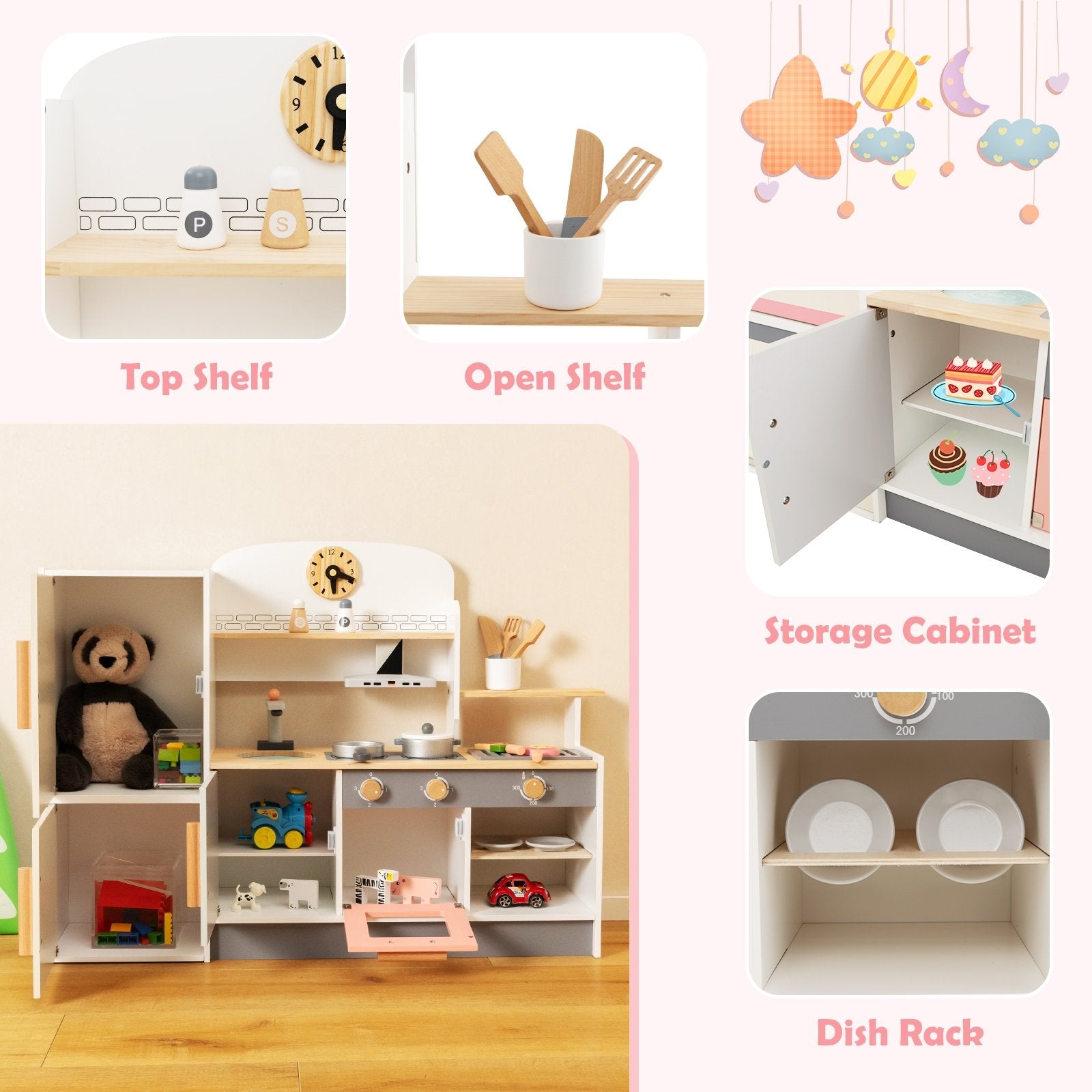 Kids Play Kitchen Set with Realistic Range Hood and Refrigerator Play Kitchen Sets   at Gallery Canada