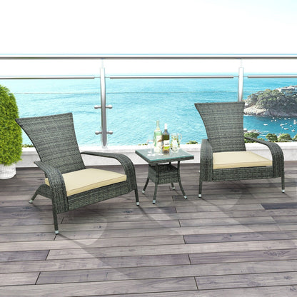 3-Piece Wicker Adirondack Set with Comfy Seat Cushions, Gray Patio Conversation Sets   at Gallery Canada