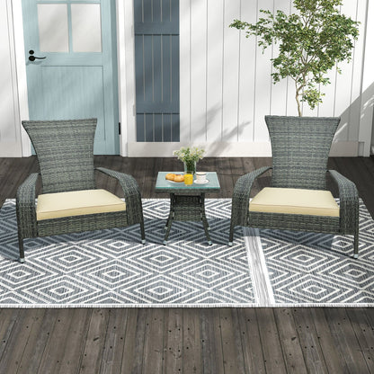 3-Piece Wicker Adirondack Set with Comfy Seat Cushions, Gray Patio Conversation Sets   at Gallery Canada