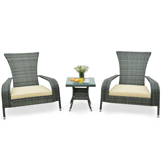 3-Piece Wicker Adirondack Set with Comfy Seat Cushions, Gray Patio Conversation Sets   at Gallery Canada