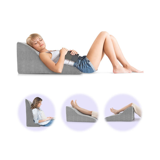 Bed Wedge Pillow Back Support Triangle Reading Pillow with Detachable Cover, Gray Bedding   at Gallery Canada