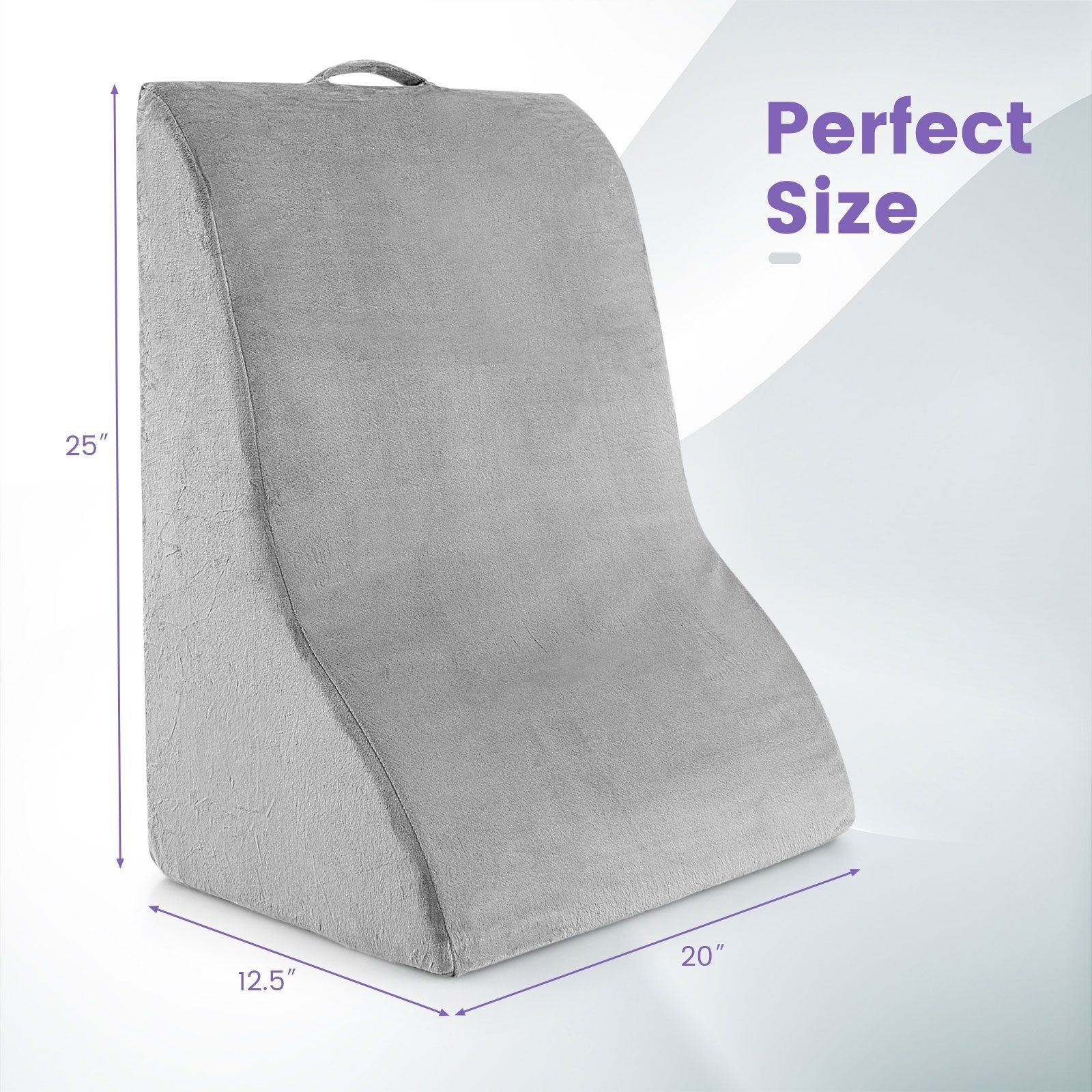 Bed Wedge Pillow Back Support Triangle Reading Pillow with Detachable Cover, Gray Bedding   at Gallery Canada