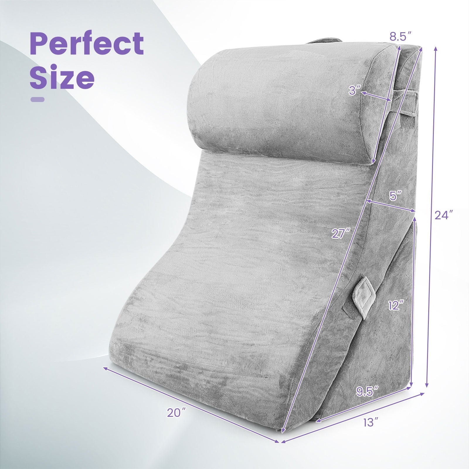 3 Pieces Orthopedic Bed Wedge Pillow Set Adjustable Support for Back Neck, Gray Bedding at Gallery Canada
