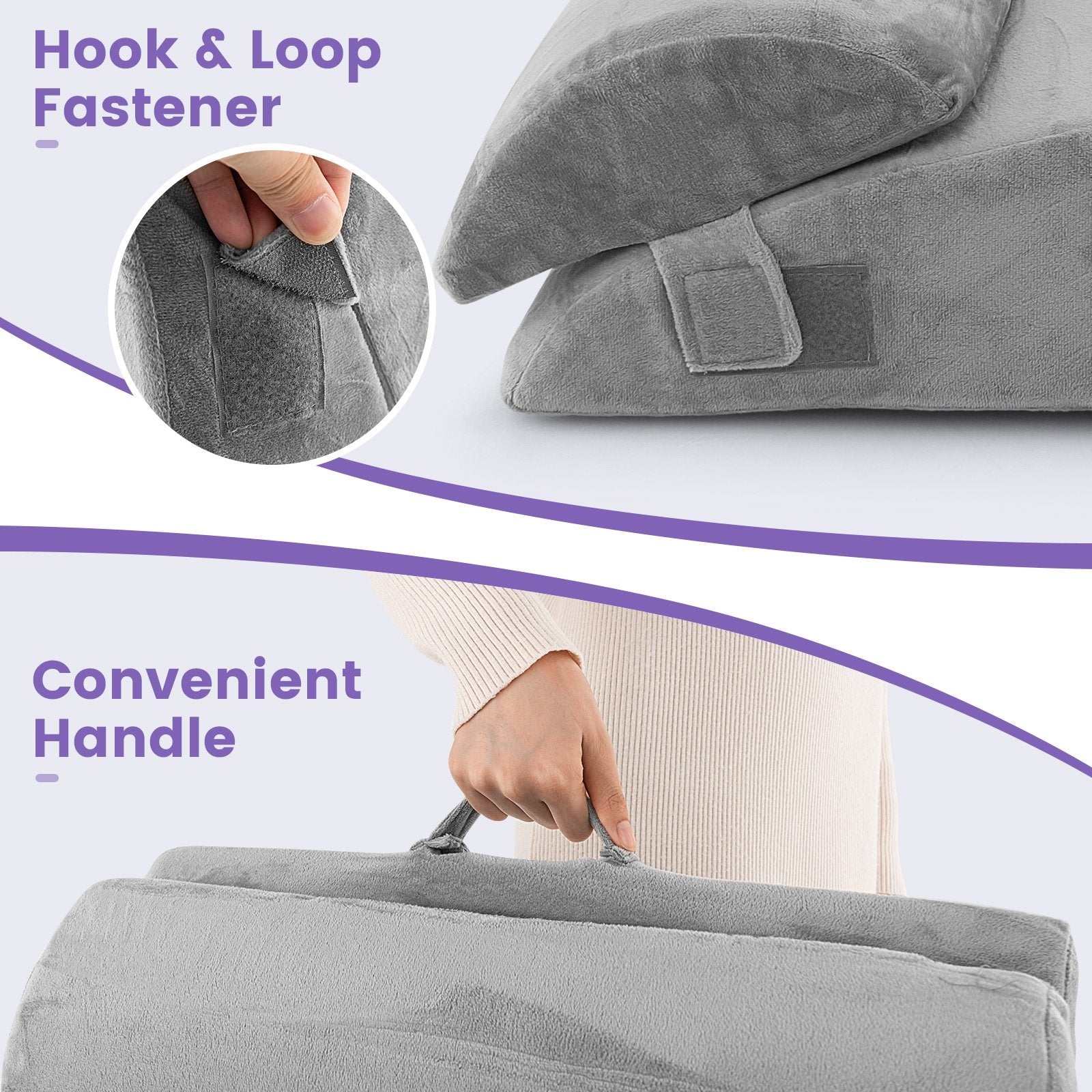 3 Pieces Orthopedic Bed Wedge Pillow Set Adjustable Support for Back Neck, Gray Bedding   at Gallery Canada