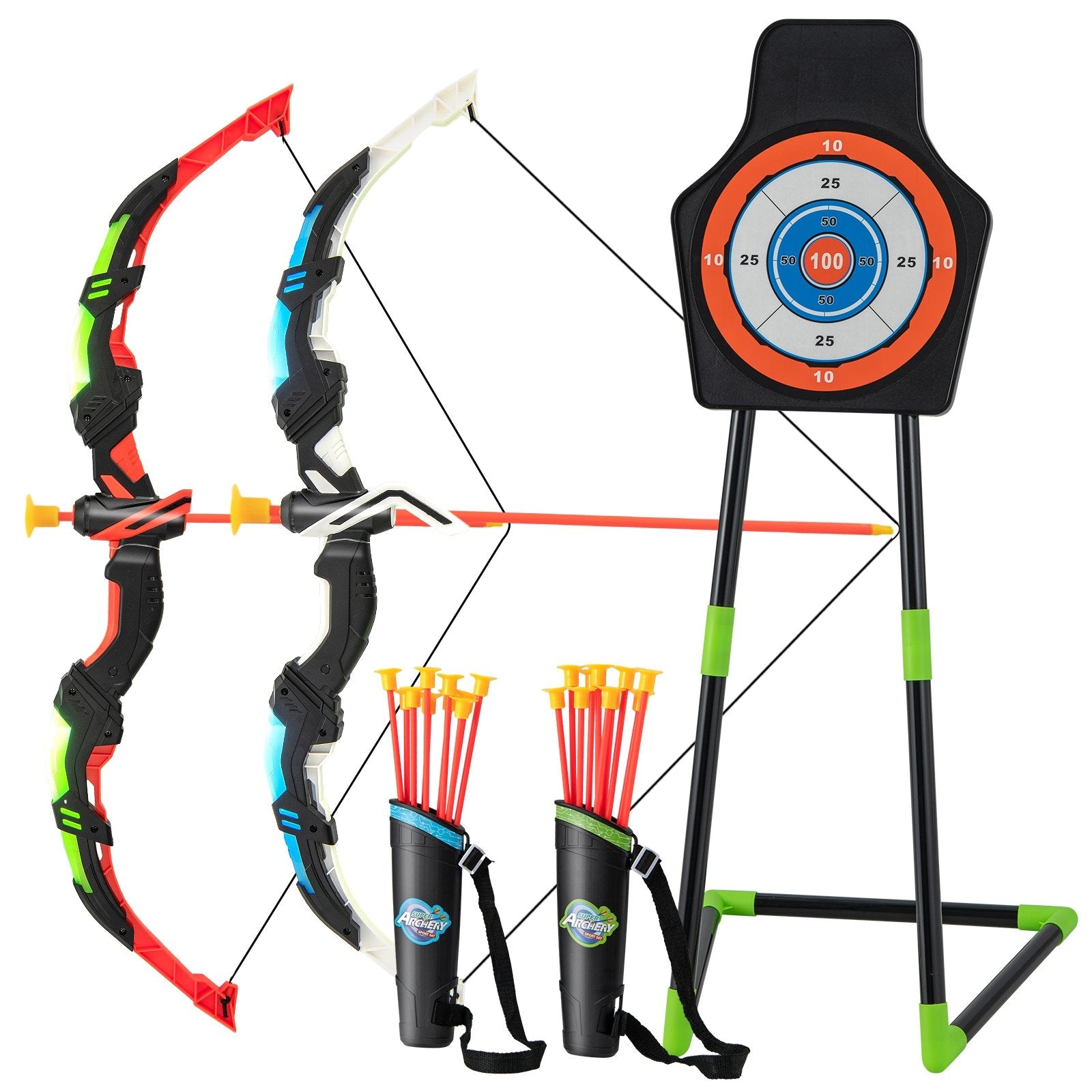 Youth Archery Bow Set with LED Light Up Bow and 20 Suction Cup Arrows for Kids, Multicolor Toy Sports   at Gallery Canada