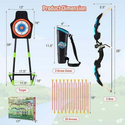 Youth Archery Bow Set with LED Light Up Bow and 20 Suction Cup Arrows for Kids, Multicolor Toy Sports   at Gallery Canada