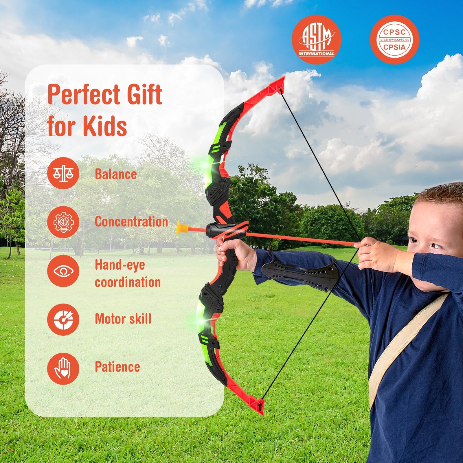 Youth Archery Bow Set with LED Light Up Bow and 20 Suction Cup Arrows for Kids, Multicolor Toy Sports   at Gallery Canada