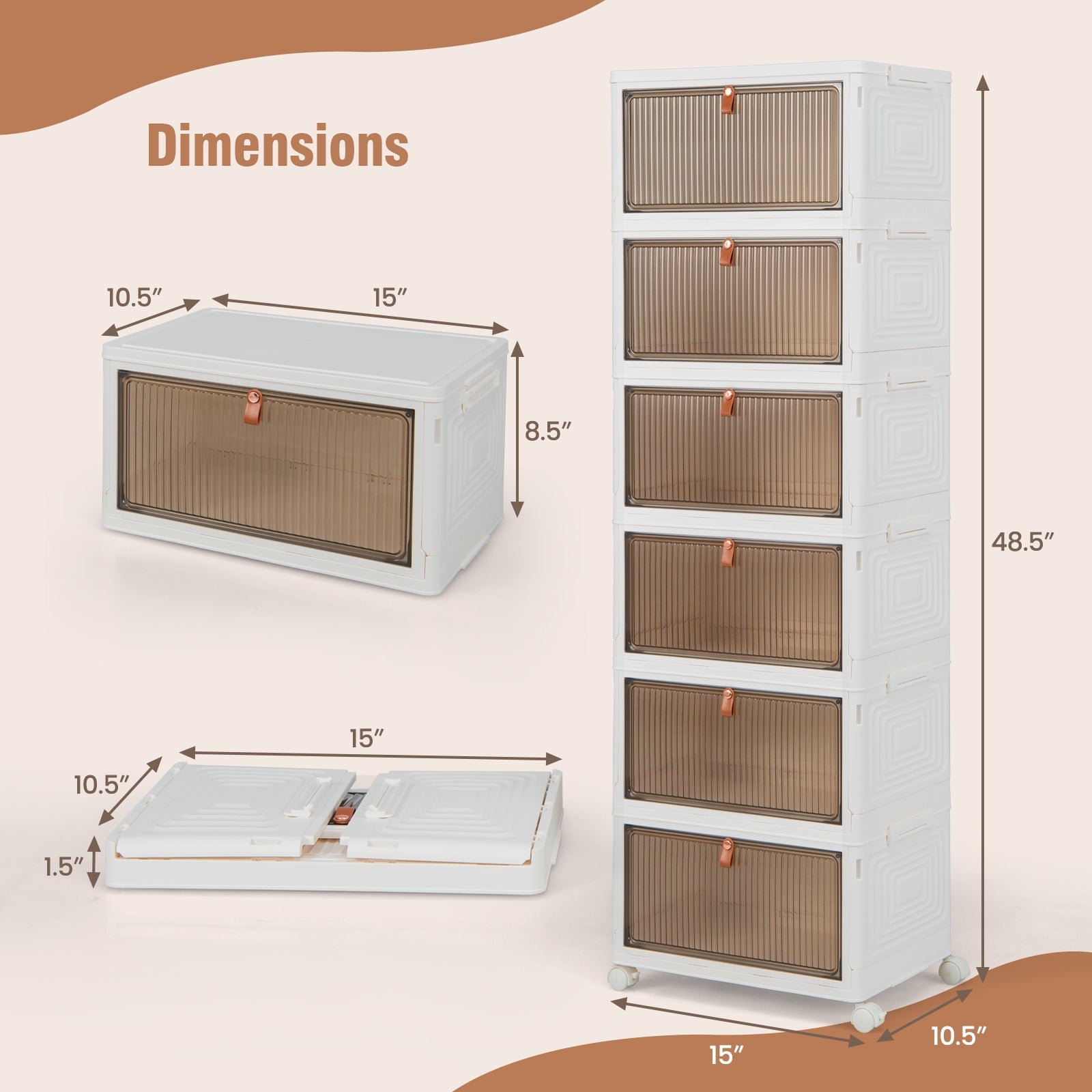 6-Tier Stackable Plastic Storage Bins with Lids and Doors, White Shoe Racks & Storage Benches at Gallery Canada