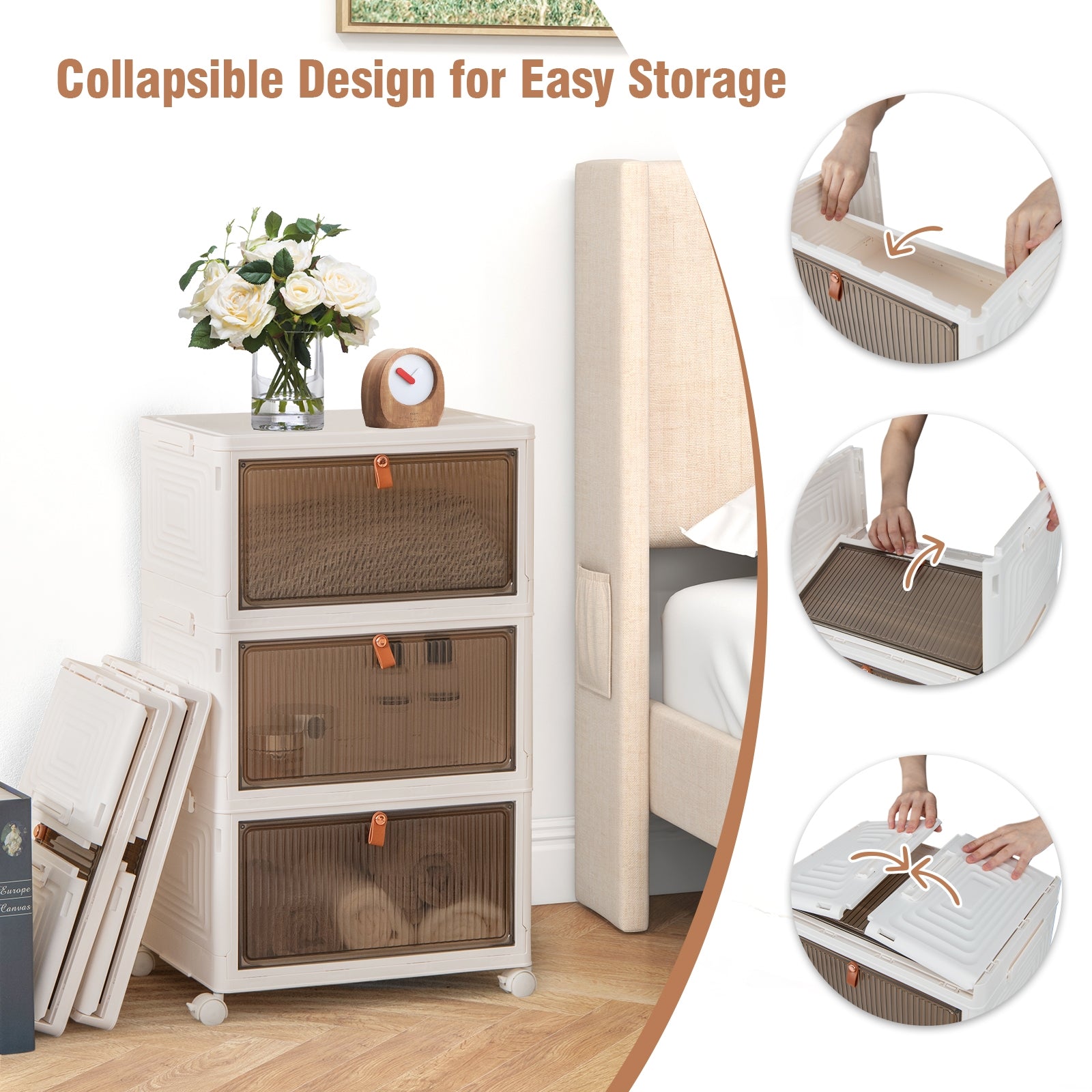 6-Tier Stackable Plastic Storage Bins with Lids and Doors, White Shoe Racks & Storage Benches at Gallery Canada