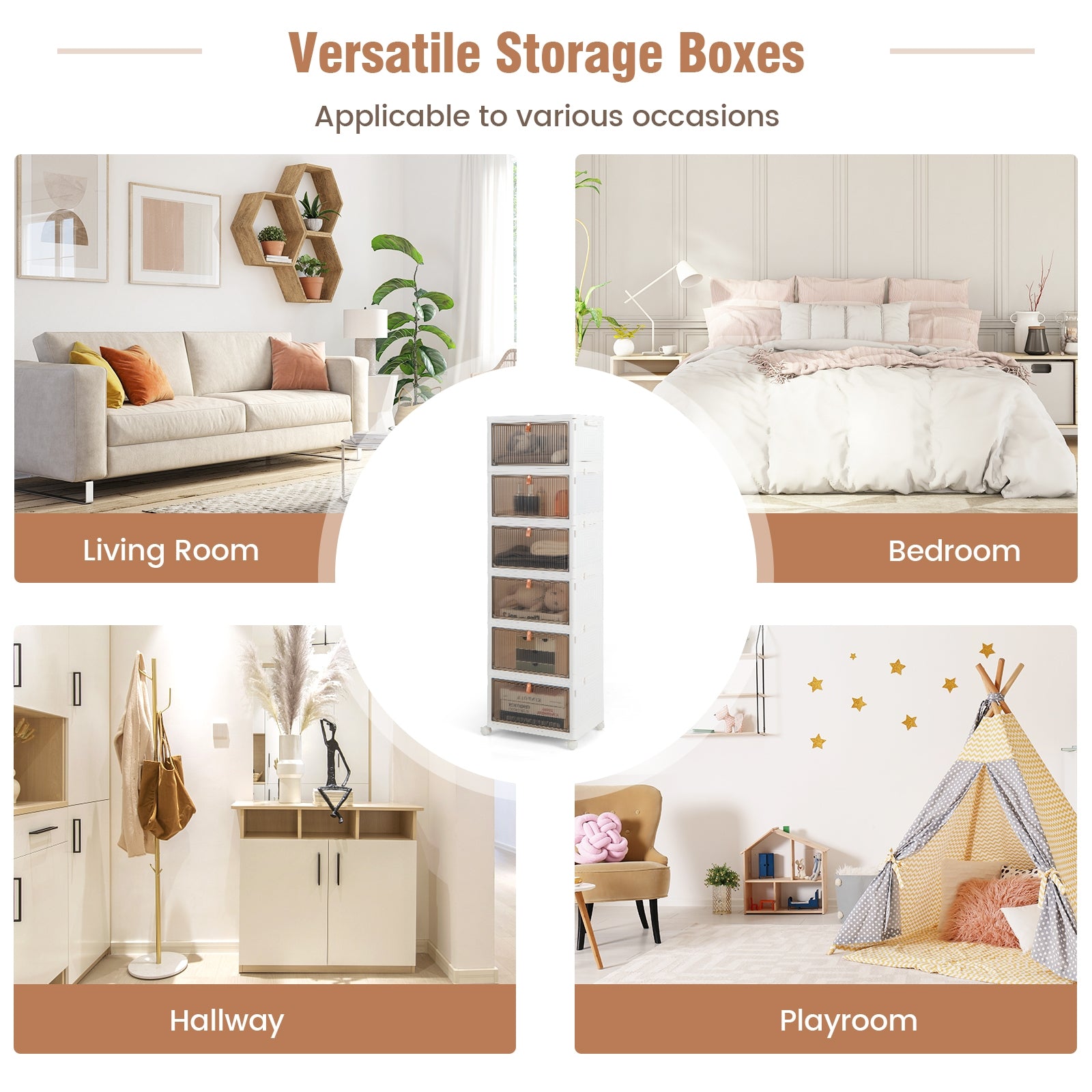 6-Tier Stackable Plastic Storage Bins with Lids and Doors, White Shoe Racks & Storage Benches at Gallery Canada