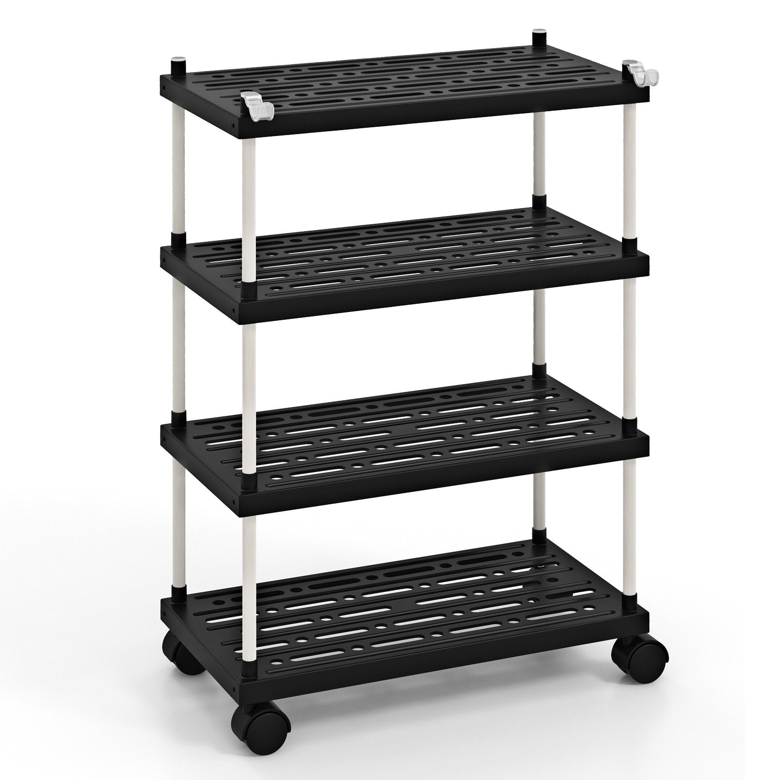 4-Tier Kitchen Slim Storage Cart with Lockable Wheels, Black Kitchen Islands & Carts   at Gallery Canada