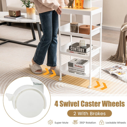 3/4 Tier Utility Rolling Cart with Detachable Tray Top and Locking Wheels-4-Tier, White Kitchen Islands & Carts   at Gallery Canada