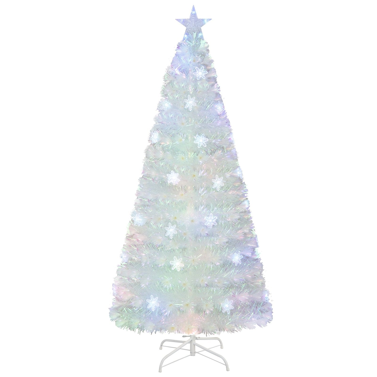 5/6/7 Feet Pre-Lit White Artificial Christmas Tree with Iridescent Leaves-6 ft, White Christmas Tree   at Gallery Canada