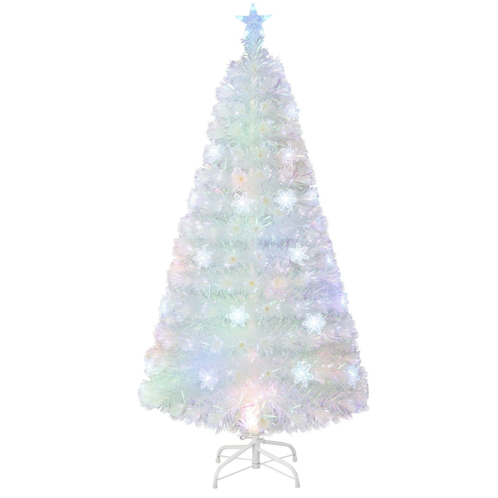 5/6/7 Feet Pre-Lit White Artificial Christmas Tree with Iridescent Leaves-5 Feet, White Christmas Tree   at Gallery Canada