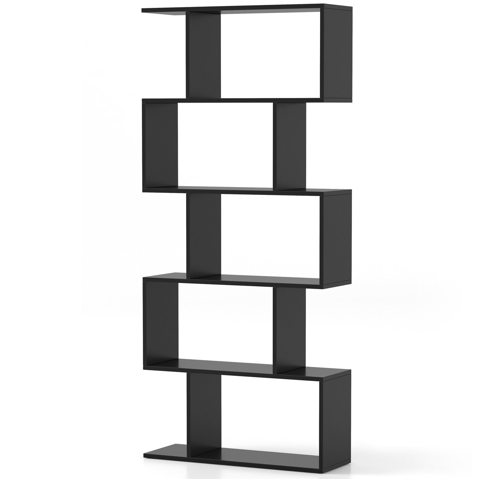 5-Tier Bookshelf with Anti-Toppling Device for Living Room Home Office, Black Bookcases   at Gallery Canada