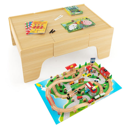 84-Piece Wooden Train Set with Reversible and Detachable Tabletop Learning Toys   at Gallery Canada