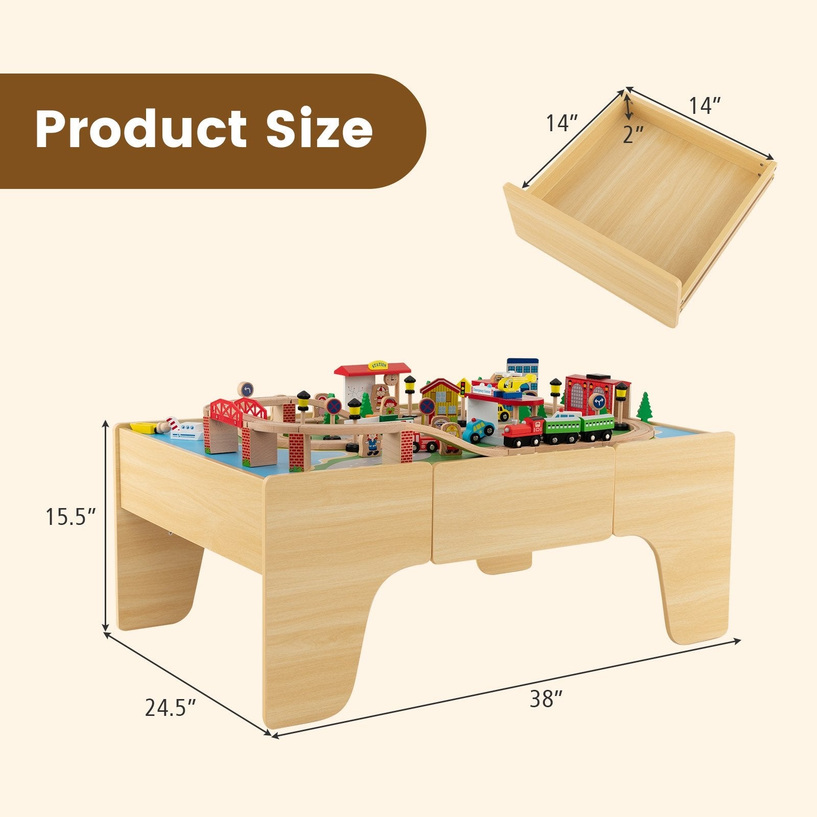 84-Piece Wooden Train Set with Reversible and Detachable Tabletop Learning Toys   at Gallery Canada