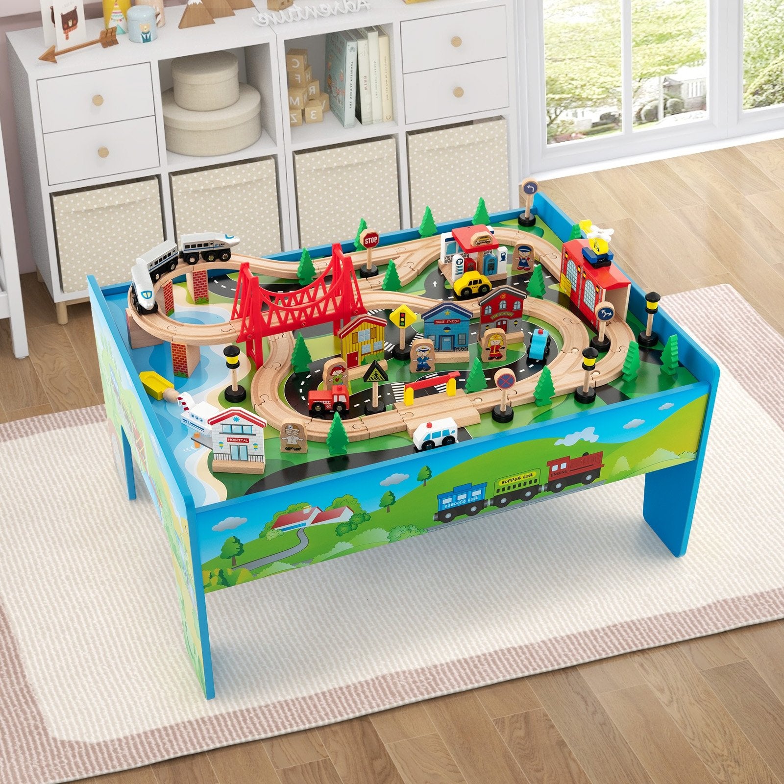 80-Piece Wooden Train Set and Table Learning Toys   at Gallery Canada