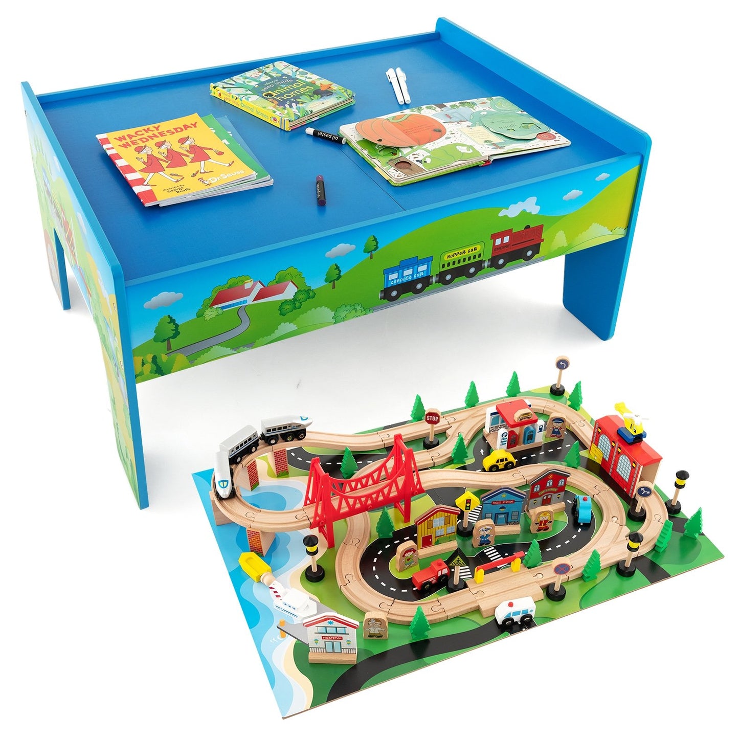 80-Piece Wooden Train Set and Table Learning Toys   at Gallery Canada