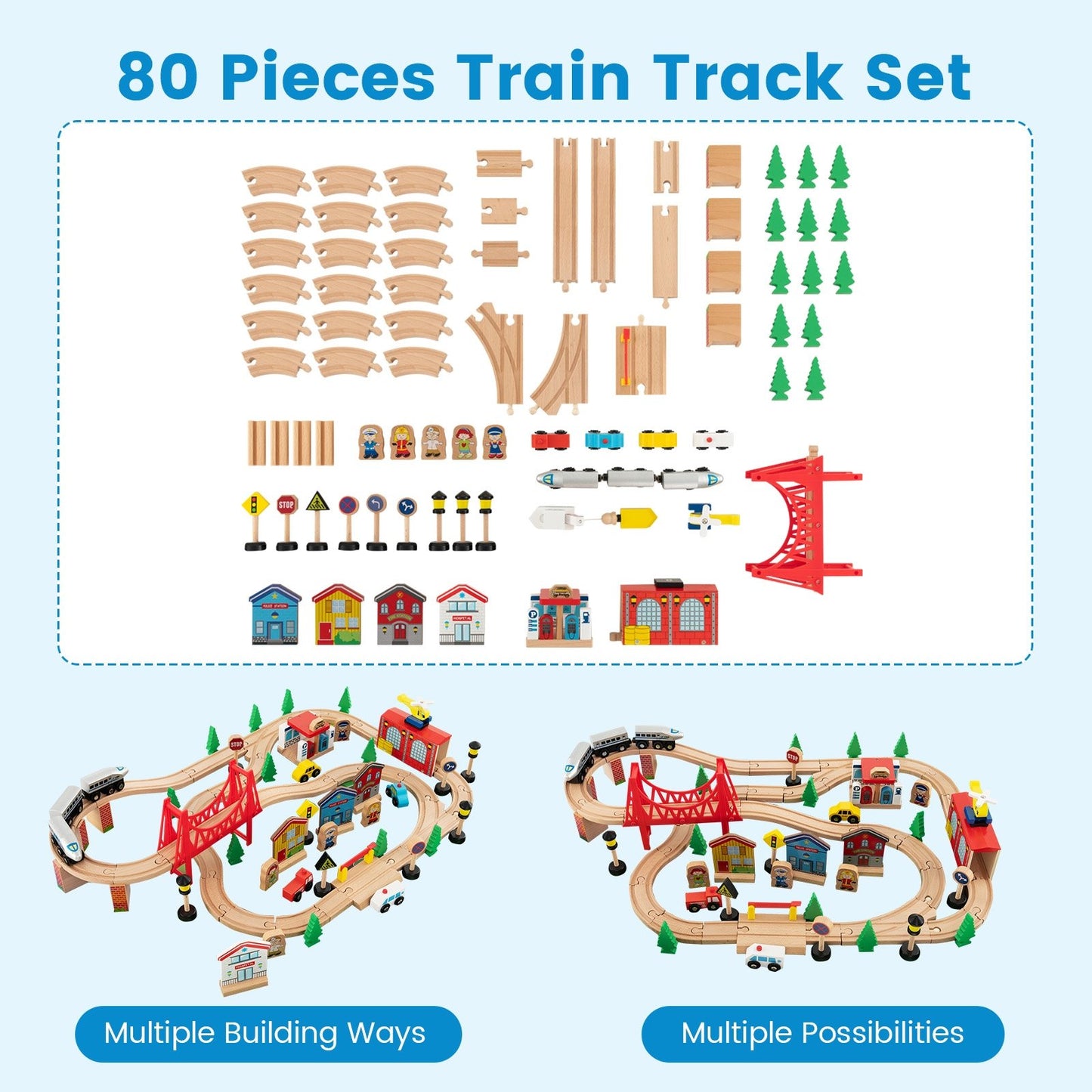 80-Piece Wooden Train Set and Table Learning Toys   at Gallery Canada