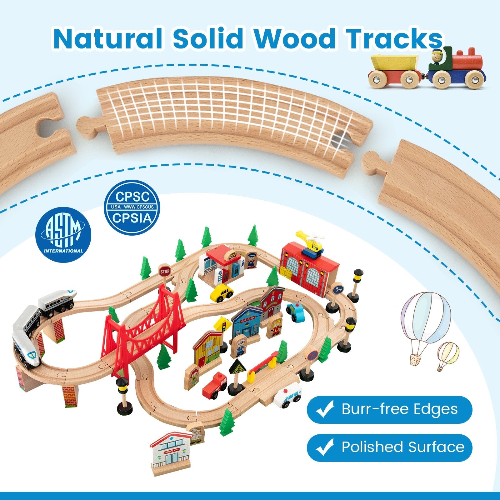 80-Piece Wooden Train Set and Table Learning Toys   at Gallery Canada