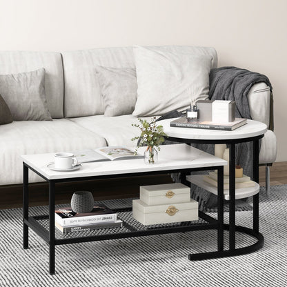 Set of 2 Nesting Coffee Table with Extra Storage Shelf for Living Room, Black Coffee Tables   at Gallery Canada