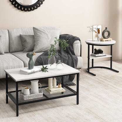 Set of 2 Nesting Coffee Table with Extra Storage Shelf for Living Room, Black Coffee Tables   at Gallery Canada