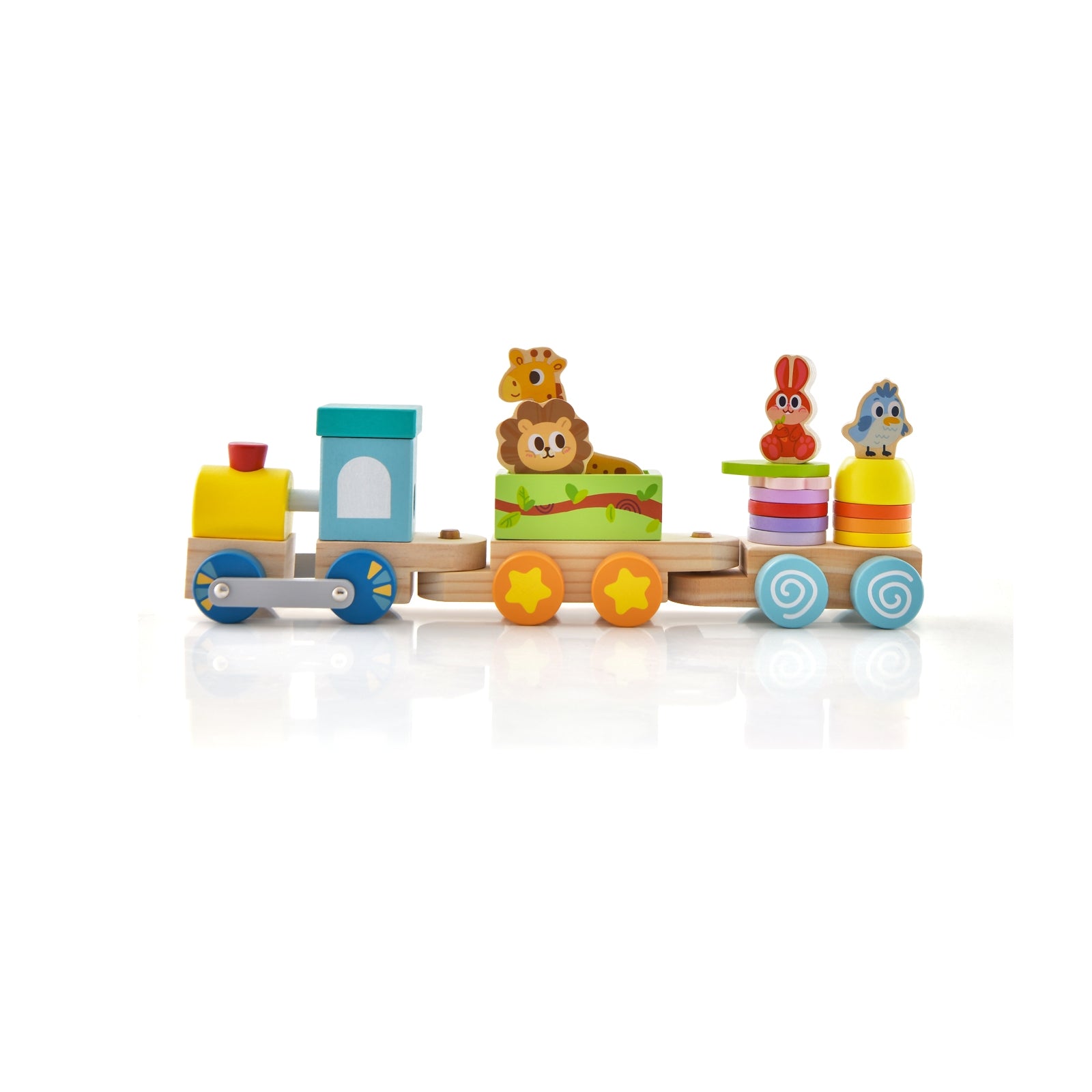 Wooden Stackable Educational Train Set with Colorful Animal Toys and Retractable Locomotive, Multicolor Learning Toys Multicolor  at Gallery Canada