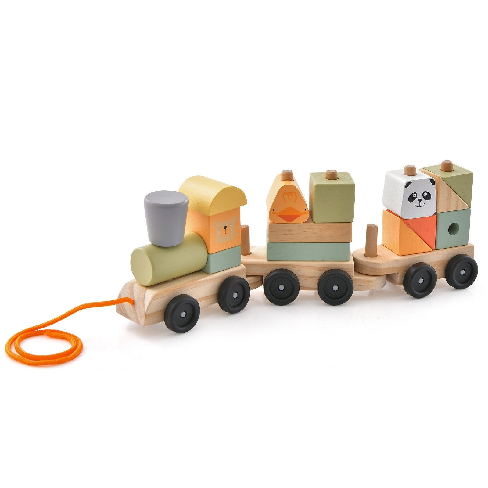 3-Section Toy Wooden Train Set with Stackable Building Blocks, Multicolor Learning Toys Multicolor  at Gallery Canada