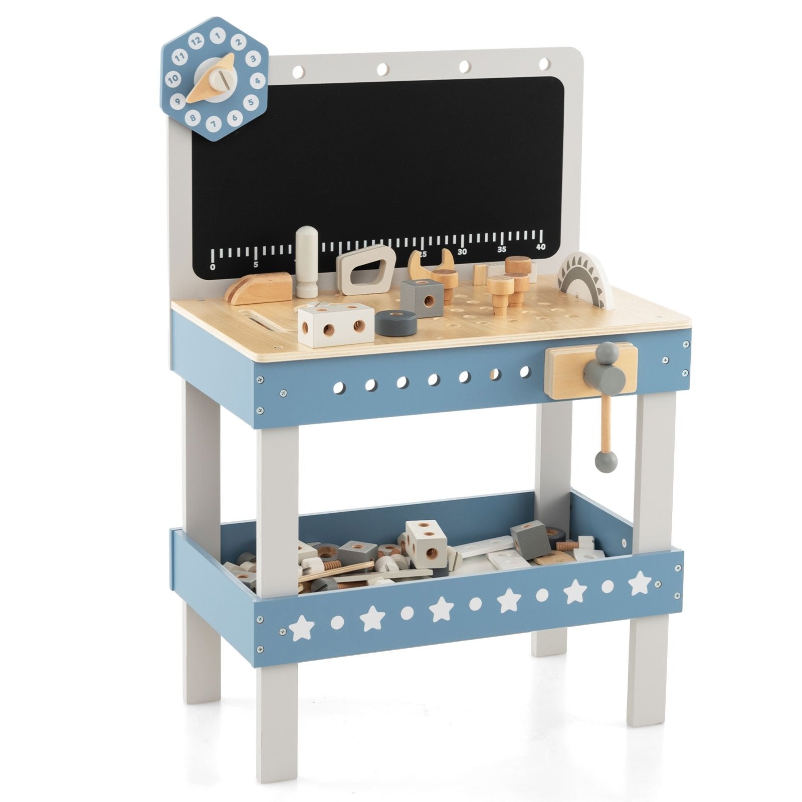 Kids Play Tool Workbench Set with 61 Pcs Tool and Parts Set, Blue Pretend Toys   at Gallery Canada