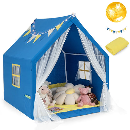 48 x 42 x 50 Inch Large Play Tent with Washable Cotton Mat Holiday Birthday Gift for Kids, Blue Play Tents & Playhouse   at Gallery Canada