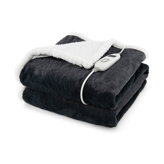 Electric Heated Blanket Throw with 10 Heat Settings, Gray Bedding   at Gallery Canada