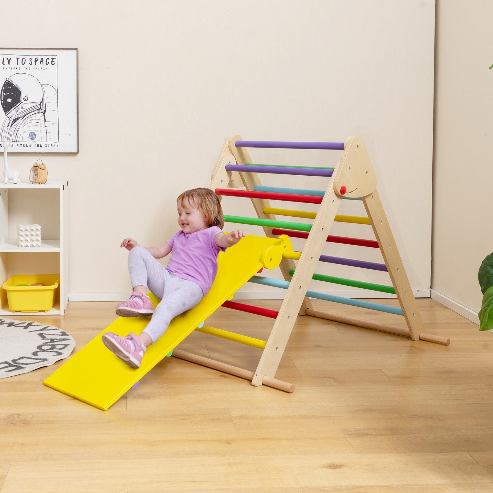 Kids Climbing Triangle Set with Adjustable and Reversible Ramp, Multicolor Climbers & Slides   at Gallery Canada