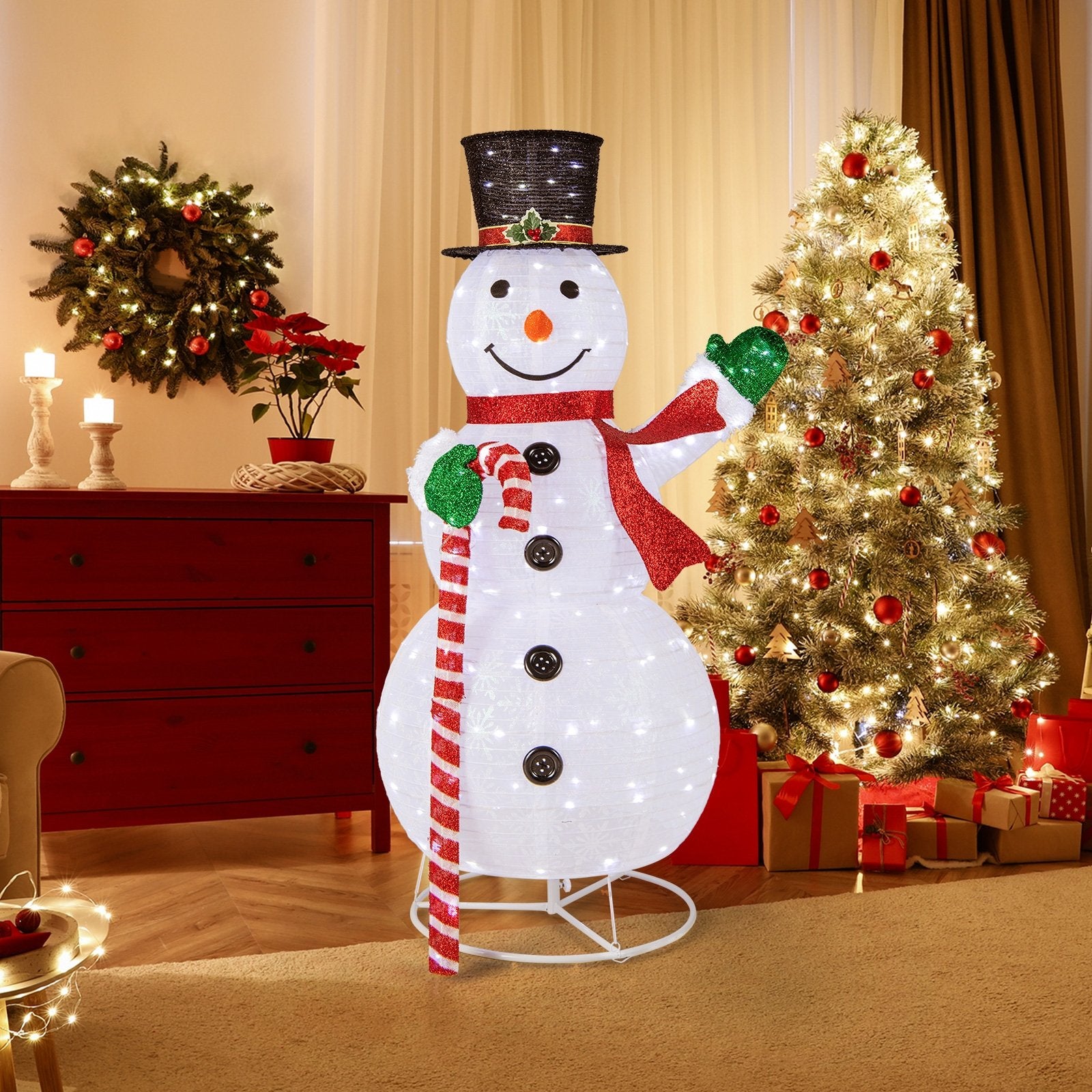 5 Feet Pop-up Christmas Snowman with 180 LED Lights, White Christmas Decor & Accessories   at Gallery Canada