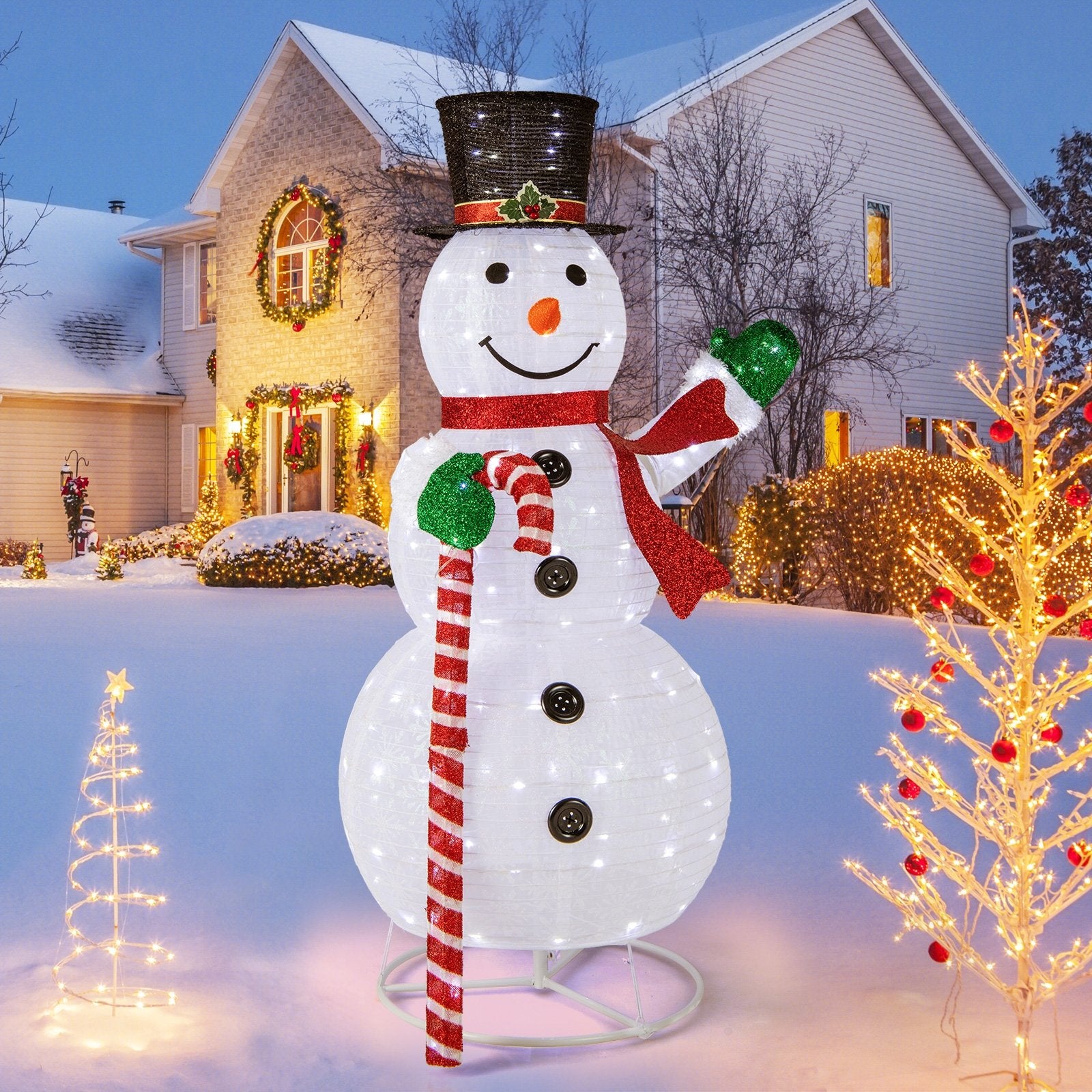 5 Feet Pop-up Christmas Snowman with 180 LED Lights, White Christmas Decor & Accessories   at Gallery Canada