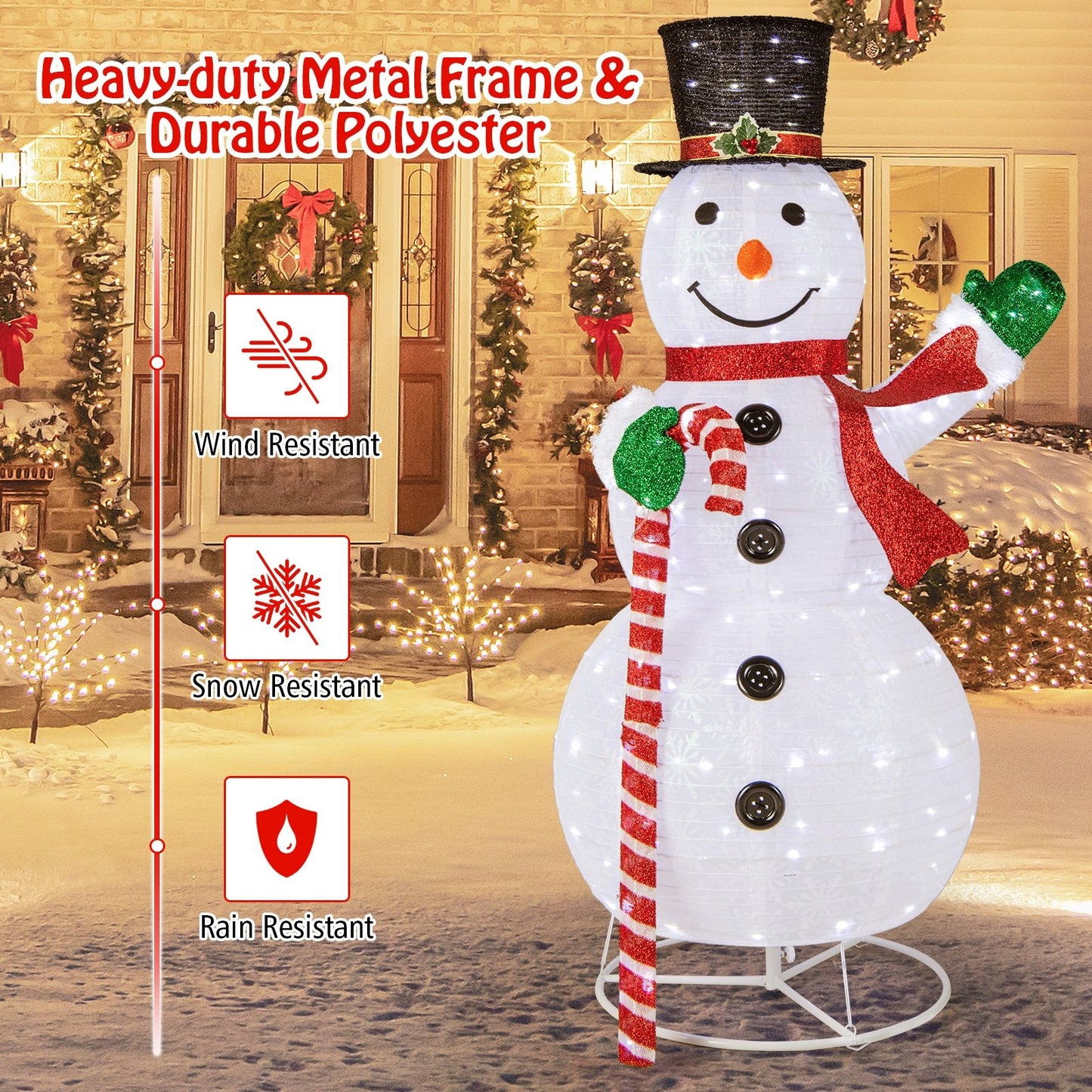 5 Feet Pop-up Christmas Snowman with 180 LED Lights, White Christmas Decor & Accessories   at Gallery Canada