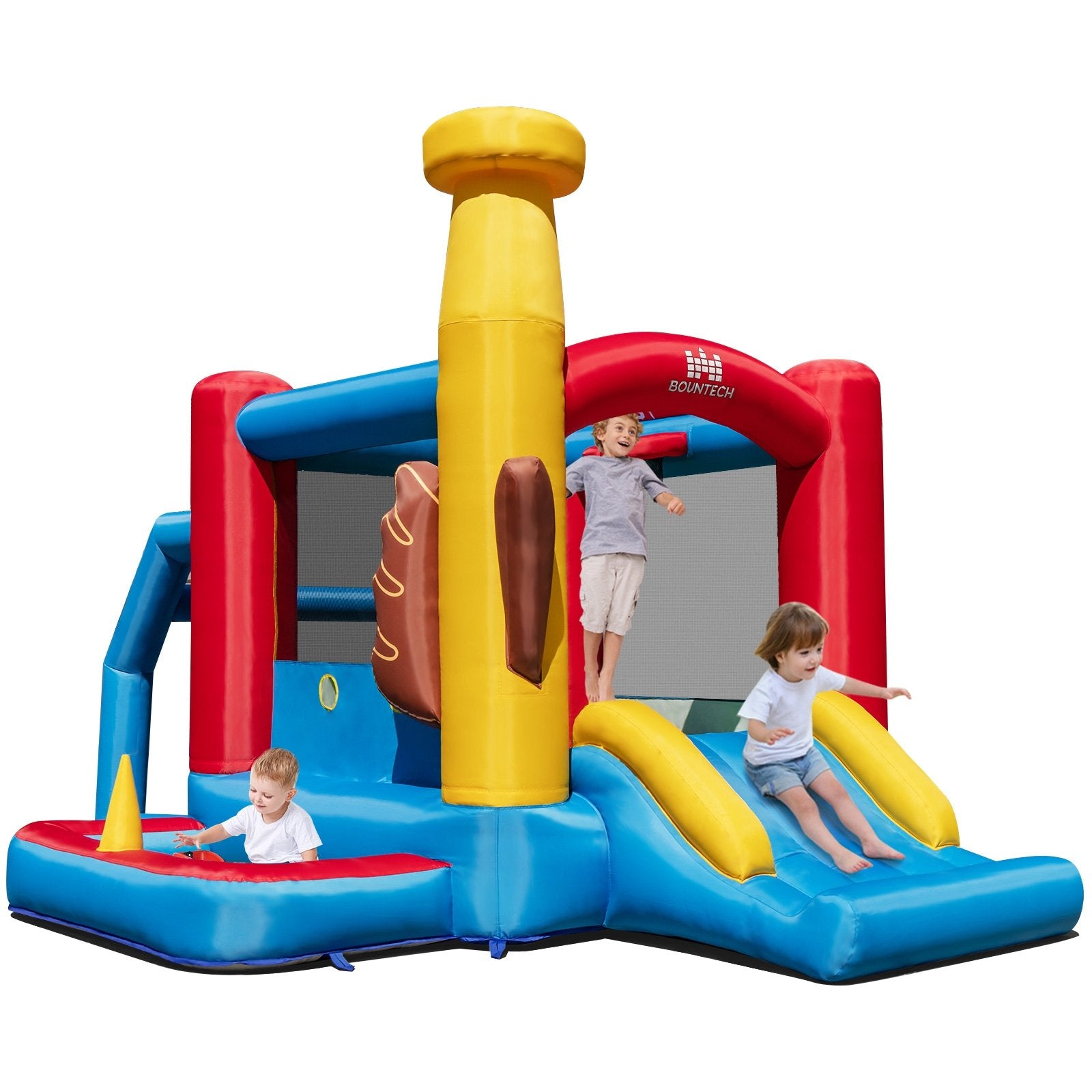 Baseball Themed Inflatable Bounce House with Ball Pit and Ocean Balls with 735W Blower, Multicolor Bounce House   at Gallery Canada