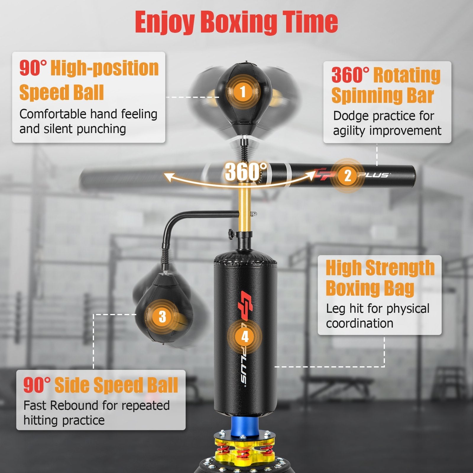 Boxing Speed Trainer Freestanding Fillable 360° Spinning Bar Adjustable Height Boxing & Martial Arts   at Gallery Canada