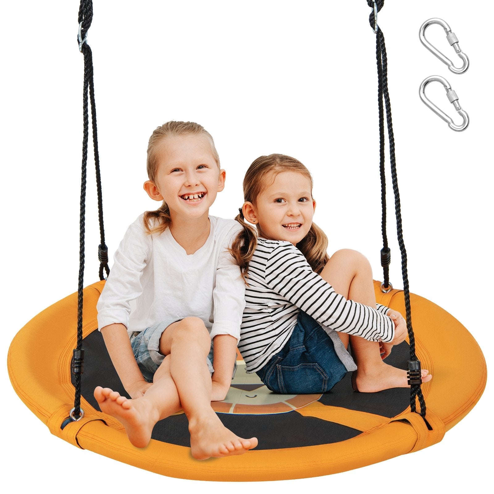 40 Inches Saucer Tree Swing Round with Adjustable Ropes and Carabiners, Yellow Swing & Playsets   at Gallery Canada