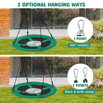 40 Inches Saucer Tree Swing Round with Adjustable Ropes and Carabiners, Green Swing & Playsets   at Gallery Canada